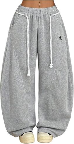 Verdusa Women's Wide Leg Barrel Sweatpants Fall Athletic Baggy Pants with Pockets in Saudi Arabia