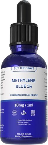 Methylene Blue 1% Solution – Pharmaceutical Grade – 10mg/mL Liquid Drops – Alcohol & Formaldehyde-Free – Lab Tested – Made in the USA – 2 fl oz (60 mL) in Saudi Arabia