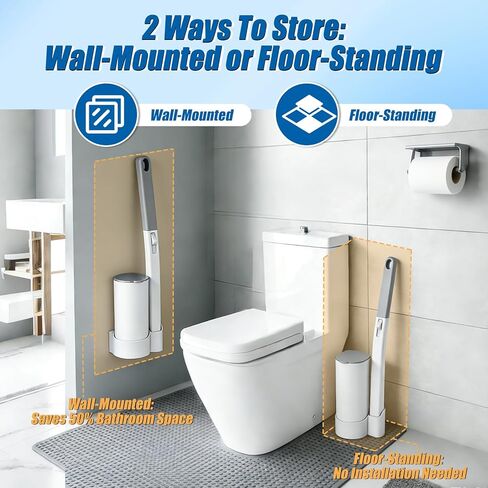 Disposable Toilet Brush and Holder Set, 2 Pack Toilet Wand Kit with 72 Refills, Wall Mounted Toilet Bowl Cleaner System Kit, Toilet Scrubber for Bathroom Cleaning Sink Bathtub in Saudi Arabia