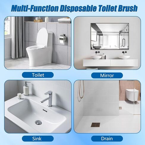 Disposable Toilet Brush and Holder Set, 2 Pack Toilet Wand Kit with 72 Refills, Wall Mounted Toilet Bowl Cleaner System Kit, Toilet Scrubber for Bathroom Cleaning Sink Bathtub in Saudi Arabia