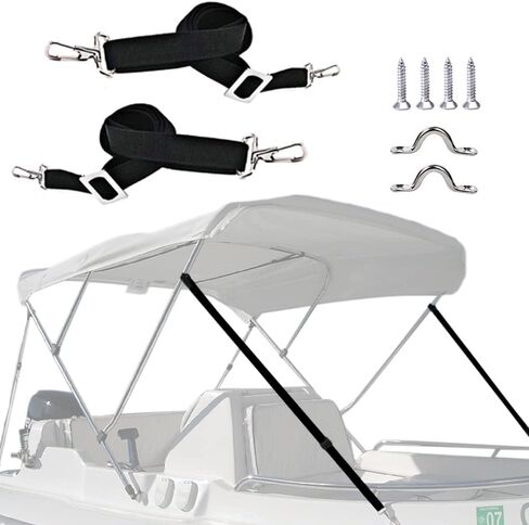 2 PCS Adjustable Heavy Duty Bimini Top Straps, Marine Grade Double Snap Hook Strap+ Pad Eye Straps, 28"~60" Stainless Steel Boat Awning Hardware Accessories in Saudi Arabia