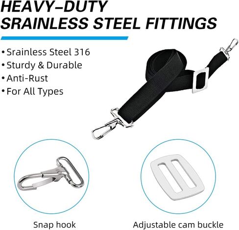 2 PCS Adjustable Heavy Duty Bimini Top Straps, Marine Grade Double Snap Hook Strap+ Pad Eye Straps, 28"~60" Stainless Steel Boat Awning Hardware Accessories in Saudi Arabia