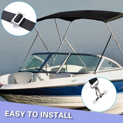 2 PCS Adjustable Heavy Duty Bimini Top Straps, Marine Grade Double Snap Hook Strap+ Pad Eye Straps, 28"~60" Stainless Steel Boat Awning Hardware Accessories in Saudi Arabia