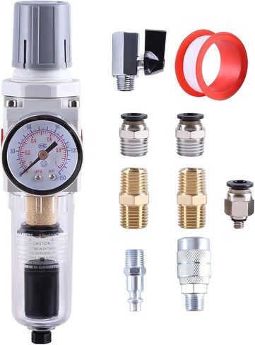 AW2000-02 AW4000-04 هوائي 1/4 بوصة 1/2 بوصة NPT منظم ضغط فلتر الهواء كومبو أداة ضاغط الهواء مع مقياس (دليل AW4000-04) in Kuwait