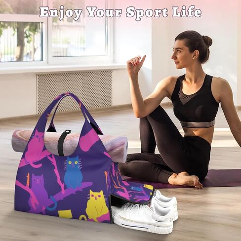 Yoga Gym Bag for Women, Gymnastics Gym Bag with Yoga Mat Holder, Duffel Bag, Sport Bag with Shoe Compartment and Wet Dry Storage Pockets, Suitable for Gym, Travel, Pilates and Beach in Kuwait