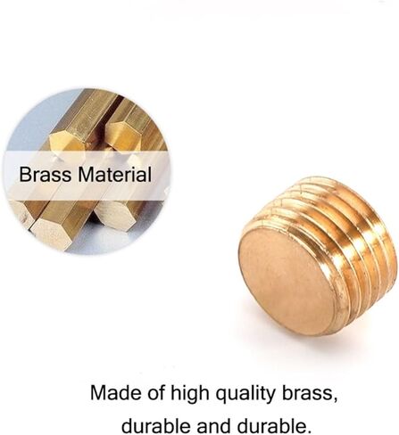 Copper Male Thread Brass Pipe Hex Head End Cap Fitting Coupler Connector Adapter 1/8 1/4 3/8 1/2 3/4 Iron Nickel Plated(DT-01 Brass) in Kuwait