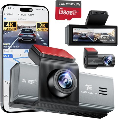 Dash Cam الأمامي والخلفي ، كاميرا اندفاعة 4K مع ADAs ، وكاميرا اندفاعة للسيارات مع عرض 170 درجة/150 درجة ، ورؤية ليلية بدون ضوء ، GPS ، WDR ، G-SENSOR ، دعم التطبيق ، وضع وقوف السيارات 24H ، بطاقة 128 جيجابايت in Kuwait