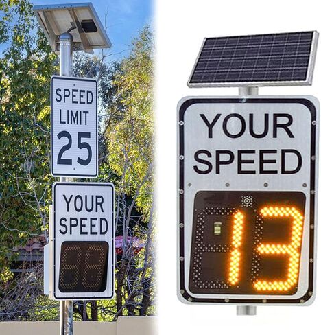 علامات حدود السرعة LED التي تعمل بالطاقة الشمسية الوامضة، 20 بوصة × 27 بوصة/24 بوصة × 35 بوصة كاشف سرعة رادار ألومنيوم مقاوم للصدأ مع ملحقات، أميال وكيلومترات قابلة للتعديل، أبيض (أبيض، 50 * 70 سم) in Saudi Arabia