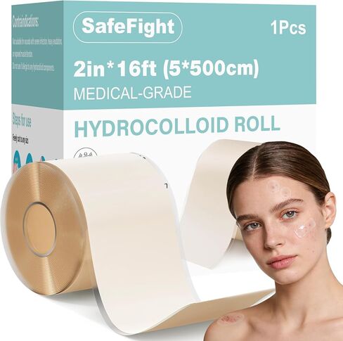 Hydrocolloid Roll for Wound Care 2in x 5ft, Medical-Grade Hydrocolloid Patch Bandages with Self-Adhesive, Cut-to-Size Ultra Absorbent, Flexible & Waterproof, First Aid Kit Essential in Kuwait