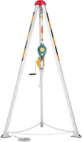 VEVOR Confined Space Tripod Kit, Heavy Duty Rescue Tripod Lifting Hoist 1200 lbs Winch, 4.1 ft Adjustable Legs, 98.5 ft Cable Portable Kit, 32.8 ft Fall Protection, 4.40-7.05 ft Working Height in Saudi Arabia