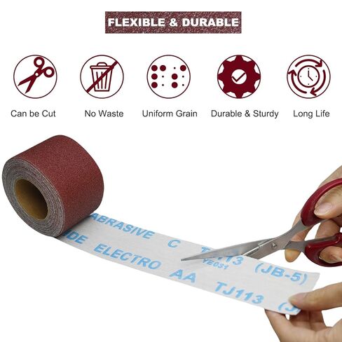 Total 20 Yard 2 Inch Wide Emery Cloth Sandpaper Roll Assorted - 80 120 220 400 Grits Per Roll 4.5 Meters，Abrasive Sander Sheets Sanding Paper for Woodworking Automotive Metal Polishing, (2" Wide) in Saudi Arabia