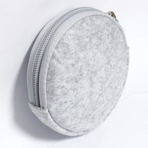 Pill Box Protective Bag Felt Coin Purse Zipper Round Pill Case Bag Men and Women (Light grey +Dark grey) in Saudi Arabia