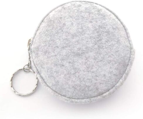 Pill Box Protective Bag Felt Coin Purse Zipper Round Pill Case Bag Men and Women (Light grey +Dark grey) in Saudi Arabia