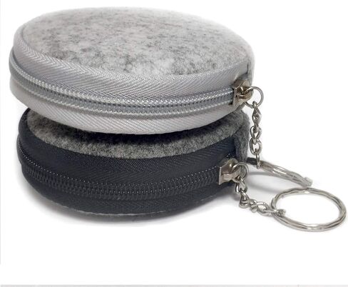 Pill Box Protective Bag Felt Coin Purse Zipper Round Pill Case Bag Men and Women (Light grey +Dark grey) in Saudi Arabia