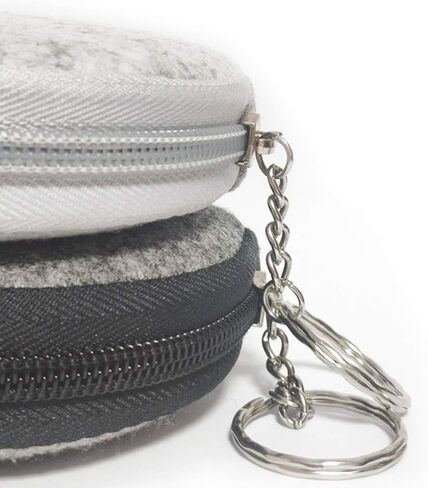 Pill Box Protective Bag Felt Coin Purse Zipper Round Pill Case Bag Men and Women (Light grey +Dark grey) in Saudi Arabia