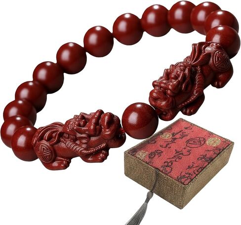 سوار مزدوج Pi Xiu Cinnabar للنساء، تميمة الثروة فنغ شوي، مجوهرات ممتدة للحظ السعيد in Kuwait