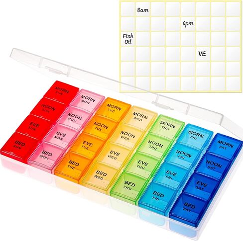 VMVN XL Pill Organizer, Extra Large Medicine Organizer,Pill Box 7 Day,Weekly Pill Case Container,4 Times a Day Pill Holde for Vitamin Travle Work in Saudi Arabia
