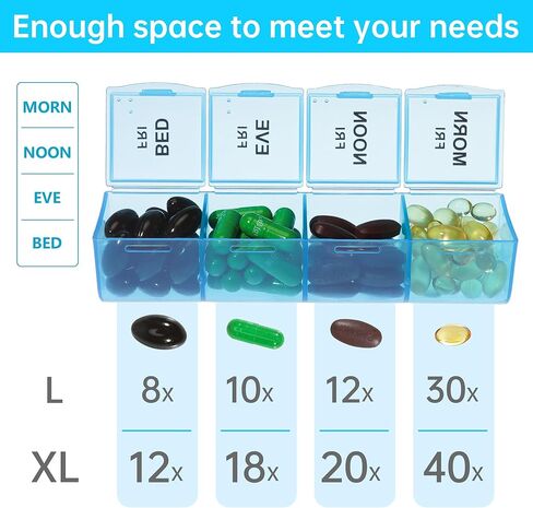 VMVN XL Pill Organizer, Extra Large Medicine Organizer,Pill Box 7 Day,Weekly Pill Case Container,4 Times a Day Pill Holde for Vitamin Travle Work in Saudi Arabia