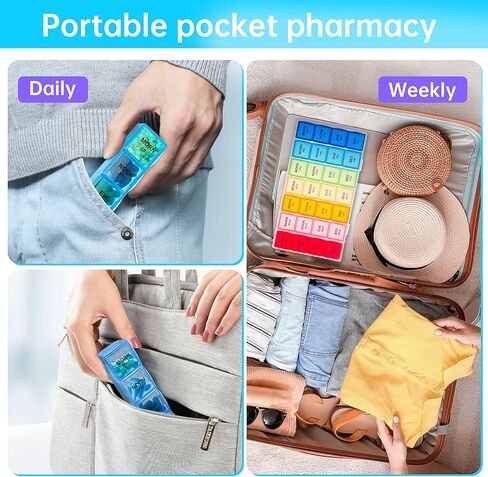 VMVN XL Pill Organizer, Extra Large Medicine Organizer,Pill Box 7 Day,Weekly Pill Case Container,4 Times a Day Pill Holde for Vitamin Travle Work in Saudi Arabia