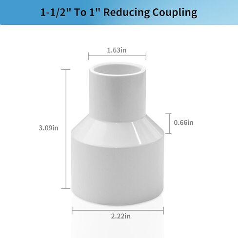 LESSO 5 قطع تركيب أنابيب PVC، وصلة توصيل لتقليل التركيب 1-1/2 إلى 1 بوصة (SOC × SOC)، وصلة أنابيب SCH40 عالية التدفق للسباكة والري وحمام السباحة والمنتجعات الصحية ومشاريع DIY ومعتمدة من NSF in Kuwait