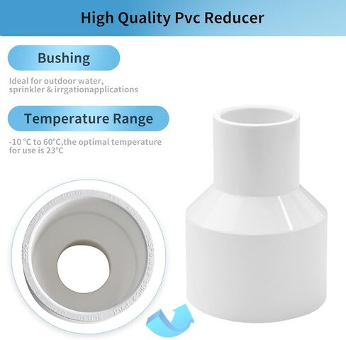 LESSO 5 قطع تركيب أنابيب PVC، وصلة توصيل لتقليل التركيب 1-1/2 إلى 1 بوصة (SOC × SOC)، وصلة أنابيب SCH40 عالية التدفق للسباكة والري وحمام السباحة والمنتجعات الصحية ومشاريع DIY ومعتمدة من NSF in Kuwait