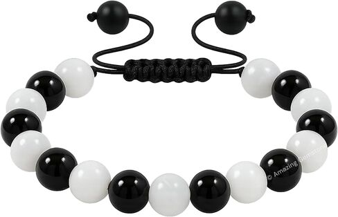 Amazing Gemstone Selenite Black Tourmaline Bracelet for Women Men's Gifts - Protection Healing Crystal Bracelet - 8mm Gemstone Beaded Adjustable Bracelet Pulseras Para Hombres Mujer Stocking Stuffers in Saudi Arabia