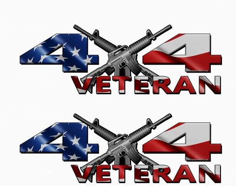 ملصقات شاحنة 4x4 العلم الأمريكي المخضرم AR-15 ملحقات الشاحنة بعرض 10 بوصة (مجموعة من 2) ملصقات شاحنة in Saudi Arabia
