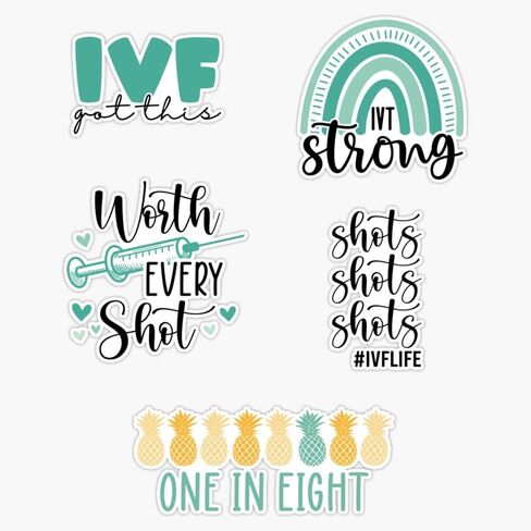 Cute IVF Pack, IVF Life, IVF Warrior, IVF Strong, IVF Positivity Sticker Vinyl Decal Car Laptop Wall Window Bumper Sticker 5" in Saudi Arabia