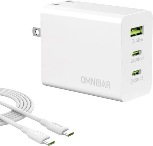 65W USB C Block Charger Block ، Omnibar 3-Port Gan USB C Wall Charger Adapter ، iPhone Fast Charger Type C Charging Clock لـ MacBook Pro/Air ، iPhone 16/15 ، iPad ، Galaxy S24/S23 ، Switch ، Lime Green in Kuwait