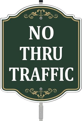 No Thru Traffic Sign Through 12" x 10" With 35" Long Metal Stakes Private Property With Stand Aluminum Outdoor Use Yard Business in Saudi Arabia