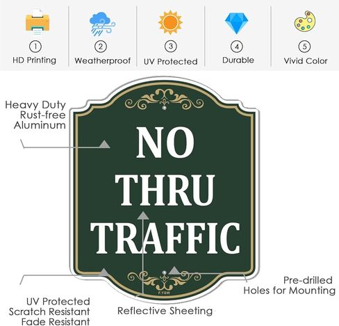 No Thru Traffic Sign Through 12" x 10" With 35" Long Metal Stakes Private Property With Stand Aluminum Outdoor Use Yard Business in Saudi Arabia