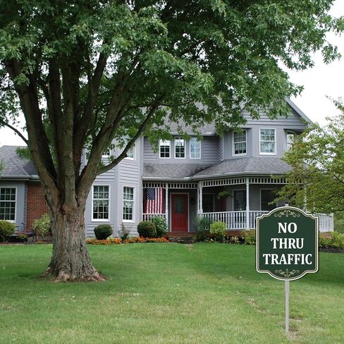 No Thru Traffic Sign Through 12" x 10" With 35" Long Metal Stakes Private Property With Stand Aluminum Outdoor Use Yard Business in Saudi Arabia