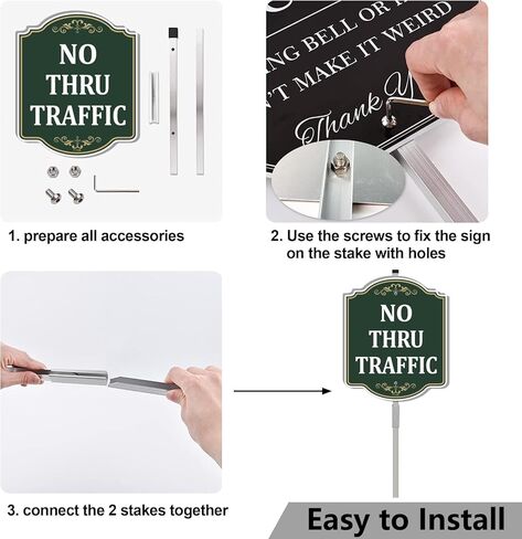 No Thru Traffic Sign Through 12" x 10" With 35" Long Metal Stakes Private Property With Stand Aluminum Outdoor Use Yard Business in Saudi Arabia