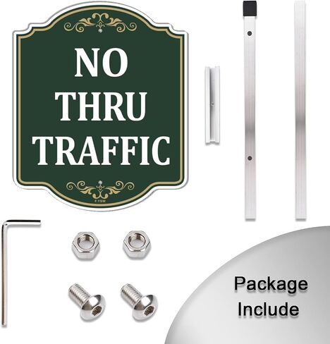 No Thru Traffic Sign Through 12" x 10" With 35" Long Metal Stakes Private Property With Stand Aluminum Outdoor Use Yard Business in Saudi Arabia