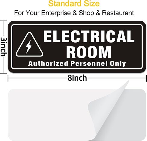 4PCS Acrylic Electrical Room Sign, 8" x 3" Electrical Room Signs for Doors Self-Adhesive, UV and Weatherproof Resistant Authorized Personnel Only Signs for Business and Workplace in Saudi Arabia