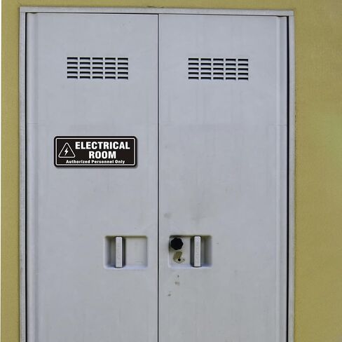4PCS Acrylic Electrical Room Sign, 8" x 3" Electrical Room Signs for Doors Self-Adhesive, UV and Weatherproof Resistant Authorized Personnel Only Signs for Business and Workplace in Saudi Arabia