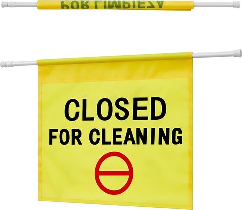 CroBlissful Restroom Closed for Cleaning Sign English & Spanish 30'' to 53'' Yellow Hanging Doorway Safety Sign Commercial Products for Janitors Bathroom Restaurant Maintenance Hotel Office Hospital in Saudi Arabia