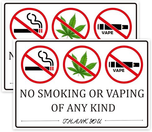 No Smoking No Vaping Sign Sticker, 2 Pack 9"x6" No Smoking Vaping of Any Kind Signs, Warning Signs for House,Home & Business Waterproof in Saudi Arabia