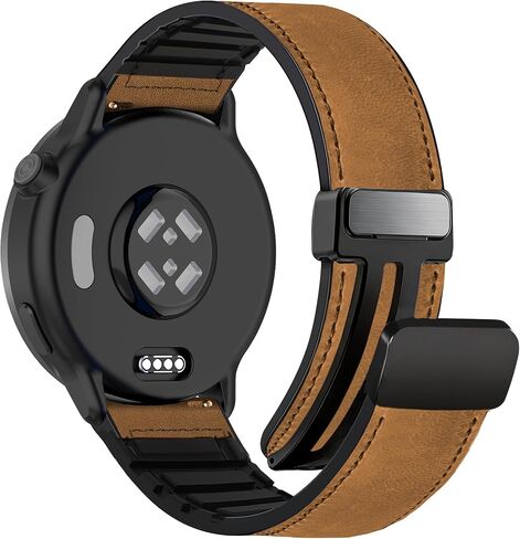 سوار سيليكون جلدي مغناطيسي 18 ملم متوافق مع Garmin Venu 3S 41mm/Venu 4 41mm/Venu 2S/Vivoactive 4S/Vivomove 3S/Forerunner 255S/265S، حزام جلد طبيعي سريع التحرير للنساء والرجال in Kuwait