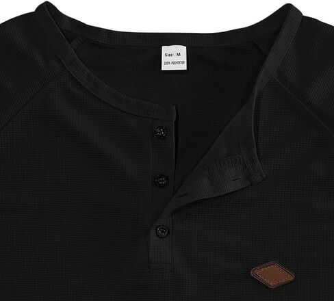 Men's Henley Casual Shirts Waffle Long Sleeve T-Shirt Lightweight Button Solid Color Fashion Pullover in Saudi Arabia