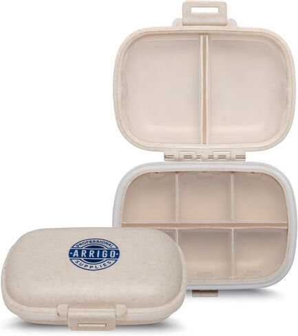 Arrigo Daily Pill Organizer for Small Medicine & Large Vitamins – Travel Friendly Portable Pill Case Box – Hard BPA-Free Plastic Compact Container for Carry-On, Pocket, Purse & Backpack (Teal) in Saudi Arabia