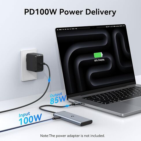 شاشة USB C HUB مزدوجة مع وضع ALT 4K@60Hz DP ، 4-PORT USB-C 3.2 منافذ Gen2 ، فاصل USBC مع 10 جيجابت في الثانية ، 100 واط PD ، دنجل محول متعددة لجهاز الكمبيوتر المحمول ، الشاشة المحمولة والأجهزة in Saudi Arabia