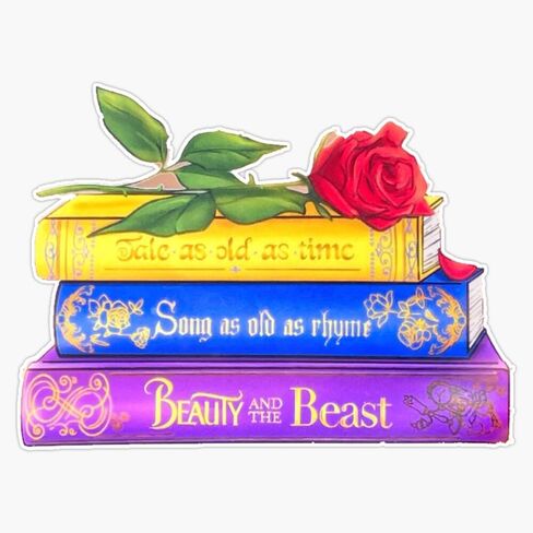 Tale As Old As Time Books & Rose Bumper Sticker Vinyl Decal 5" in Saudi Arabia