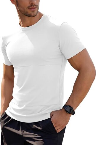 Riyiper Mens Workout Shirts Breathable Athletic Tee Short Sleeve Quick Dry Moisture Wicking Shirt for Gym Mens Running Top in Saudi Arabia