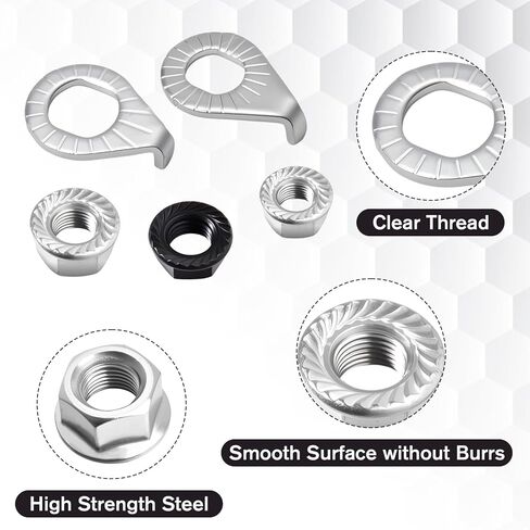SPEEDWOX 24PCS Bike Wheel Flanged Axle Nut Kit 12PCS Bike Nuts and 12PCS Safety Washers M8 M9.5 M10 Thread Sizes Black Silver Bicycle Hub Parts for Front Rear Wheel of City Road Mountain in Saudi Arabia