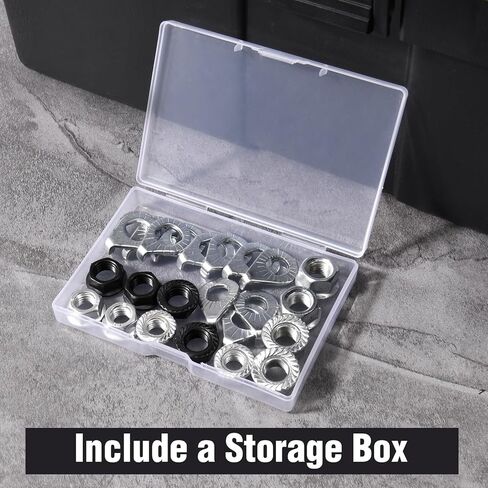 SPEEDWOX 24PCS Bike Wheel Flanged Axle Nut Kit 12PCS Bike Nuts and 12PCS Safety Washers M8 M9.5 M10 Thread Sizes Black Silver Bicycle Hub Parts for Front Rear Wheel of City Road Mountain in Saudi Arabia