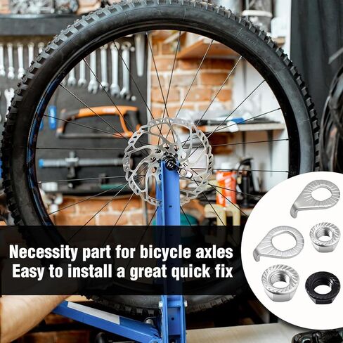 SPEEDWOX 24PCS Bike Wheel Flanged Axle Nut Kit 12PCS Bike Nuts and 12PCS Safety Washers M8 M9.5 M10 Thread Sizes Black Silver Bicycle Hub Parts for Front Rear Wheel of City Road Mountain in Saudi Arabia