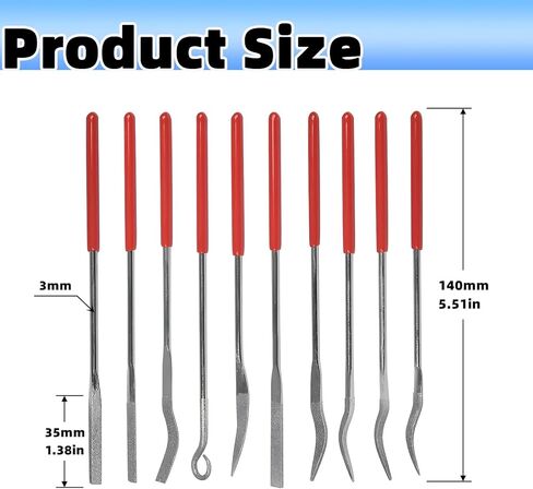 مجموعة مبرد ألماس صغيرة 10 قطع - مبرد إبر مصغر 3 × 140 مم 150 # حبيبة لشحذ الحجر المنحوت والسيراميك والزجاج والمعادن والمجوهرات in Kuwait