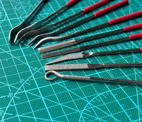 مجموعة مبرد ألماس صغيرة 10 قطع - مبرد إبر مصغر 3 × 140 مم 150 # حبيبة لشحذ الحجر المنحوت والسيراميك والزجاج والمعادن والمجوهرات in Kuwait