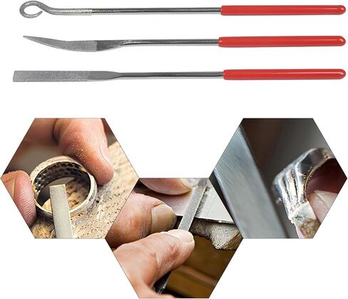 مجموعة مبرد ألماس صغيرة 10 قطع - مبرد إبر مصغر 3 × 140 مم 150 # حبيبة لشحذ الحجر المنحوت والسيراميك والزجاج والمعادن والمجوهرات in Kuwait